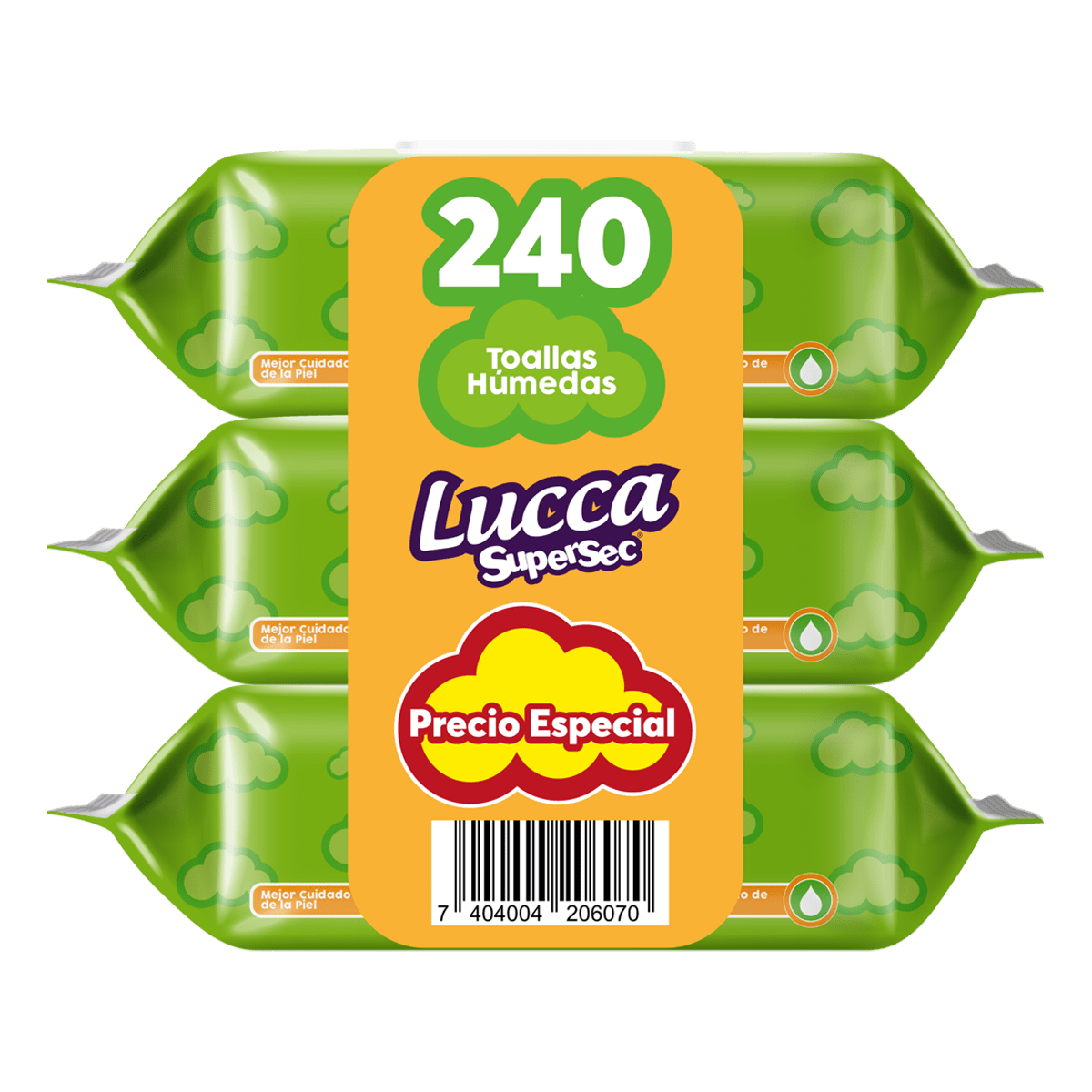 Wet Wipes Lucca Supersec <br> 4 Packs x 240u
