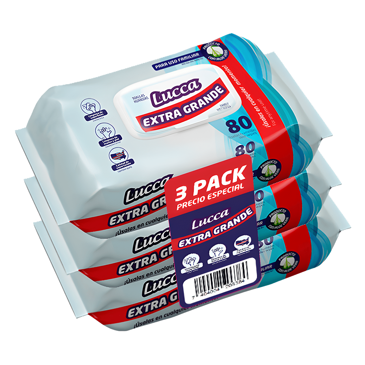 3pack Lucca Extra Grande<br>4 paquetes x 240 toallas