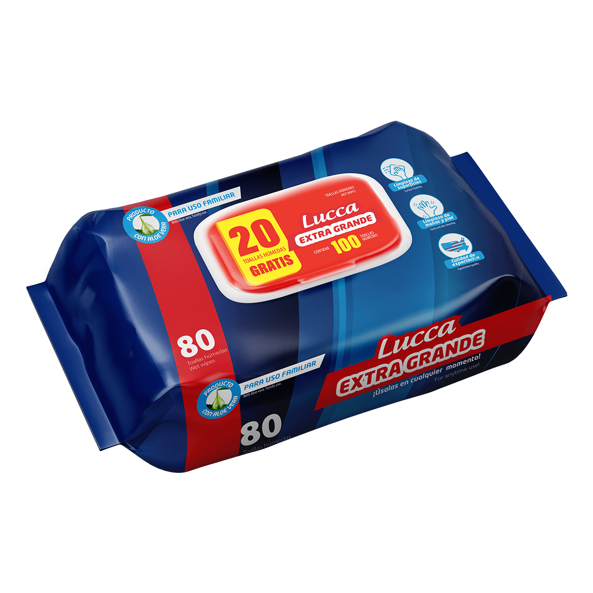Wet Wipes Lucca<br> Xtra Large x 20un
