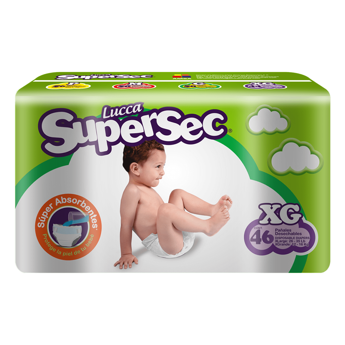 Lucca SuperSec Diapers<br> Xtra Large (up to 37 Lbs)