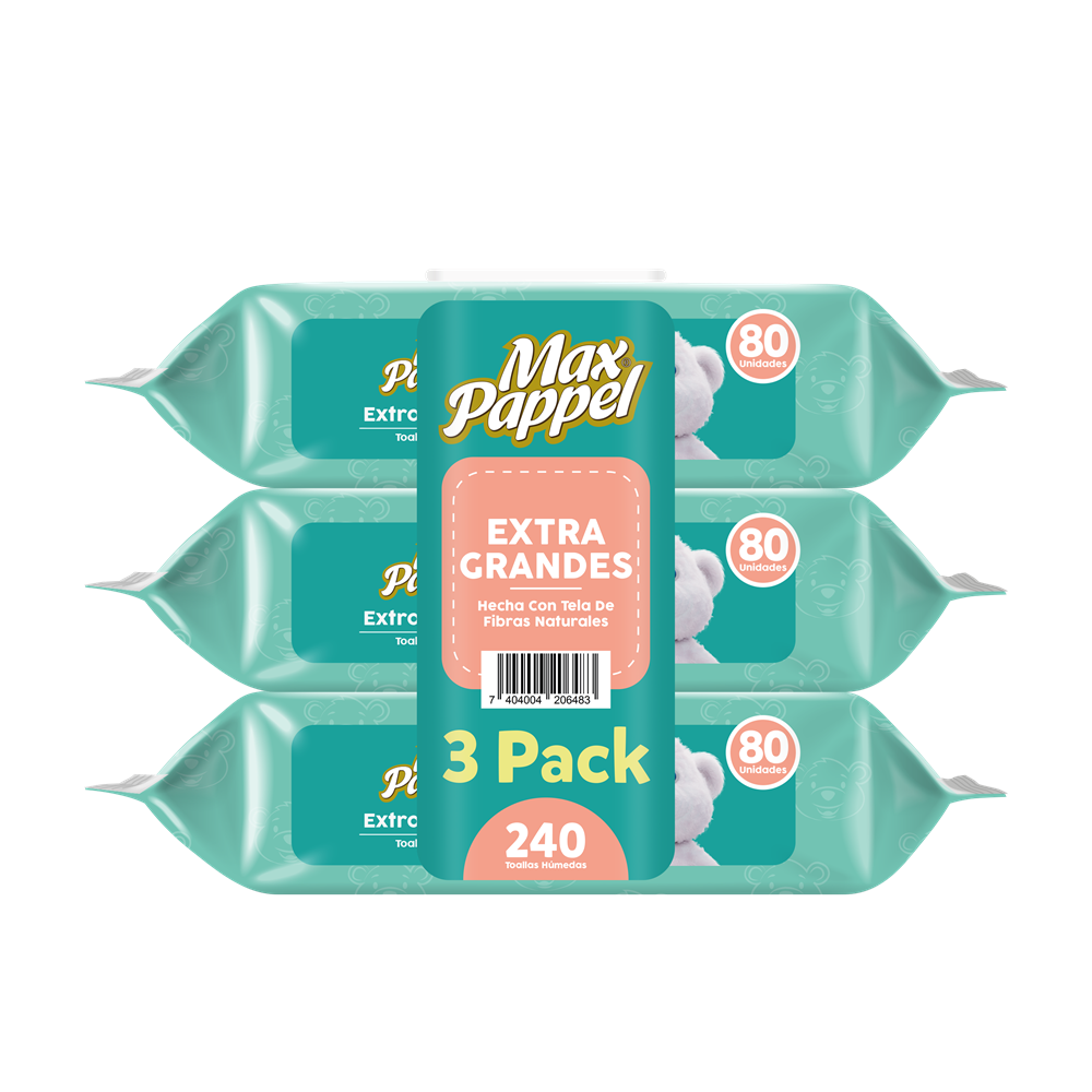 3pack Max Pappel ​ Extra Grandes​ 4 paquetes x 240 toallas​