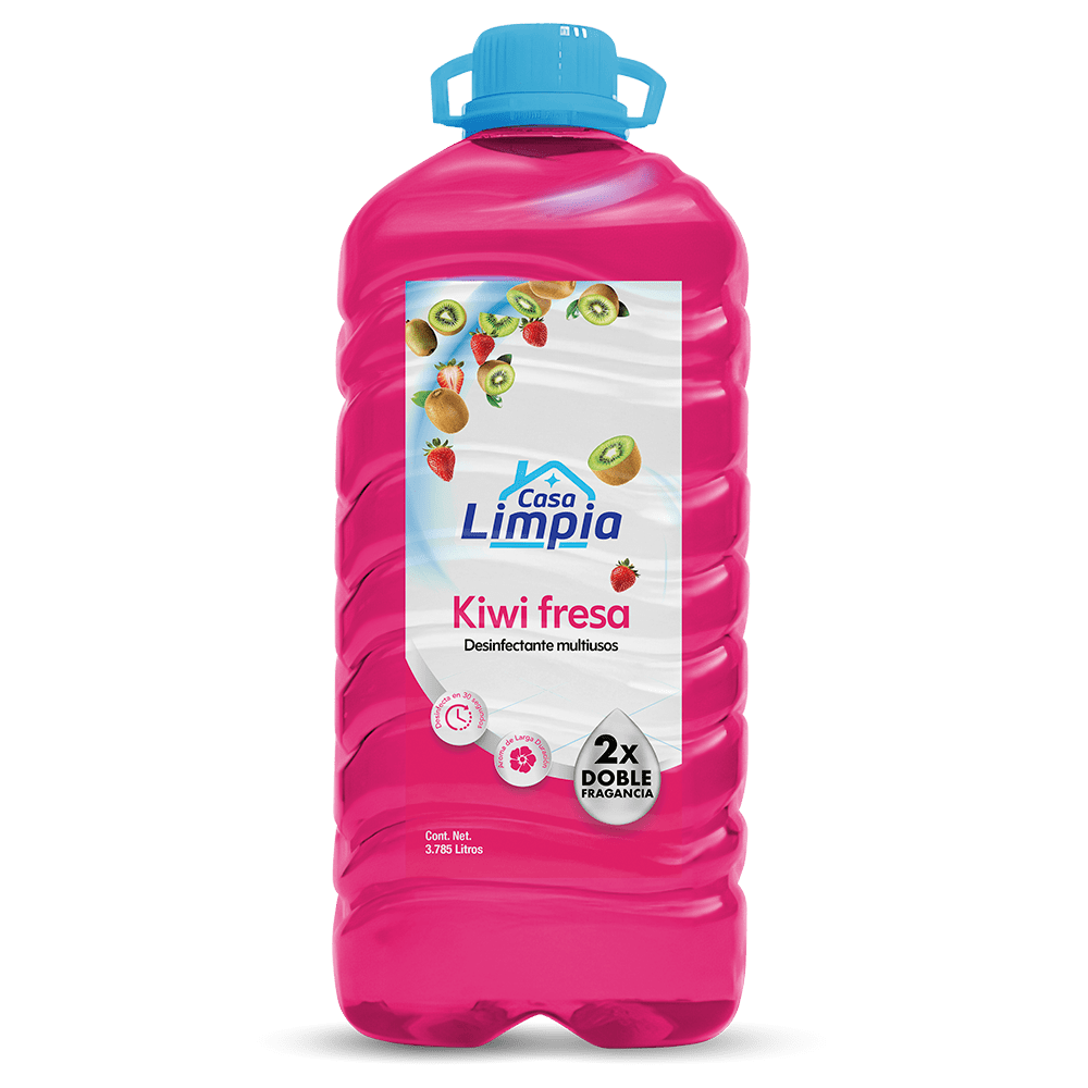 Desinfectante Kiwi Fresa Doble Fragancia <br>4 Botellas x 1 Galón​