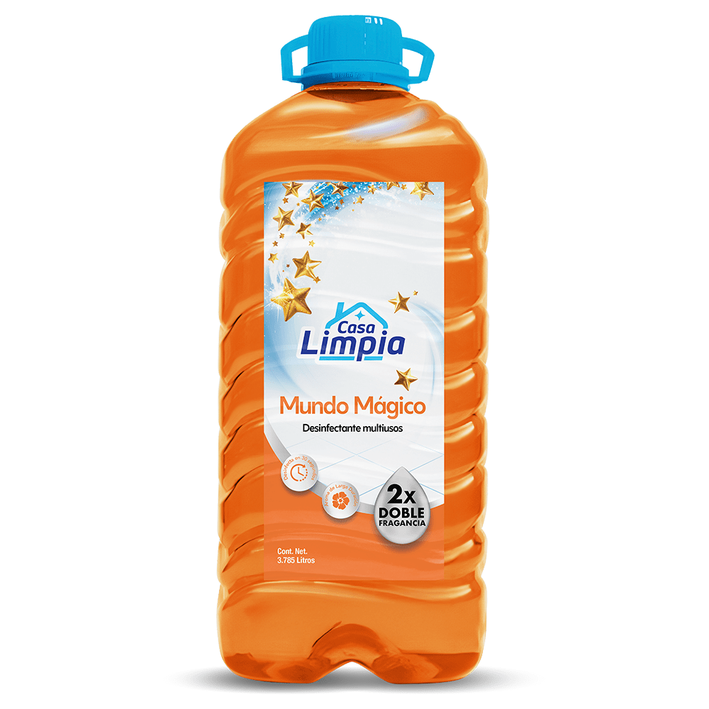 Desinfectante Mundo Mágico Doble Fragancia <br>4 Botellas x 1 Galón​