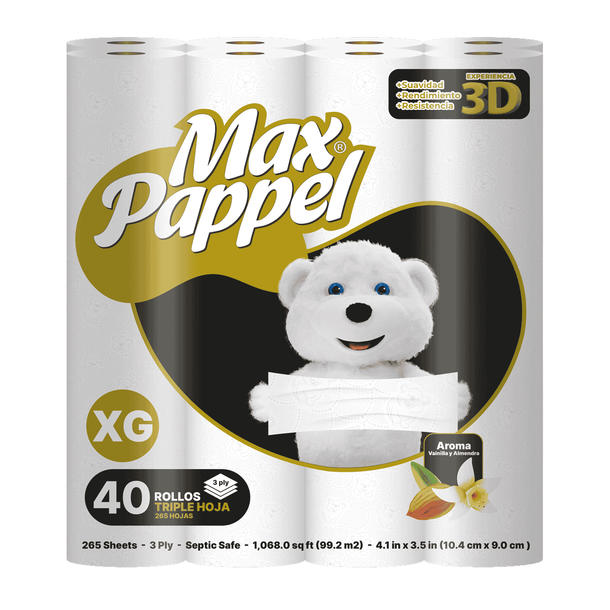 Triple Hoja Dorado Negro<br> 1 paquete x 40 rollos